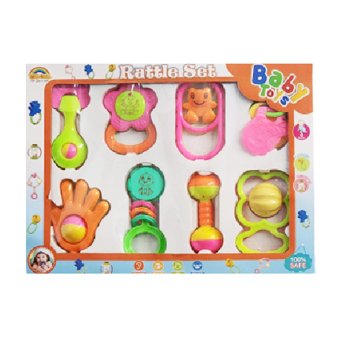 Baby Rattle Set Of 8 Pieces (Color May Vary)